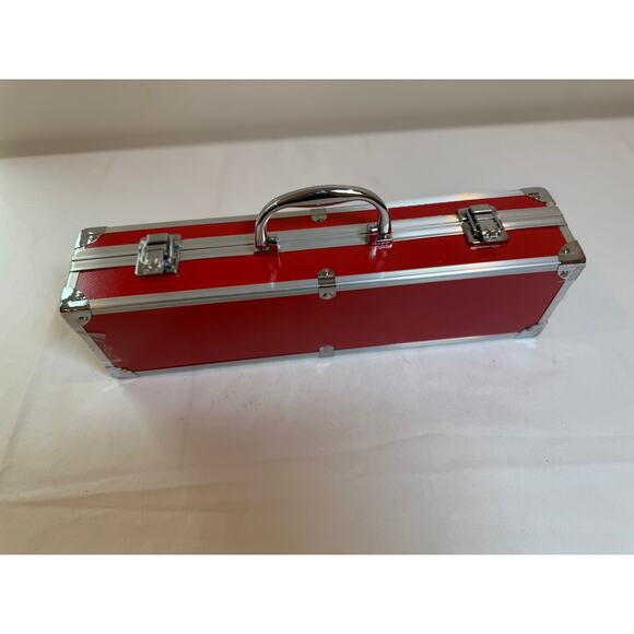 Stainless Steel BBQ Grill Tools Set in Red Aluminum Carry Case – 3 Piece - Picture 3 of 3